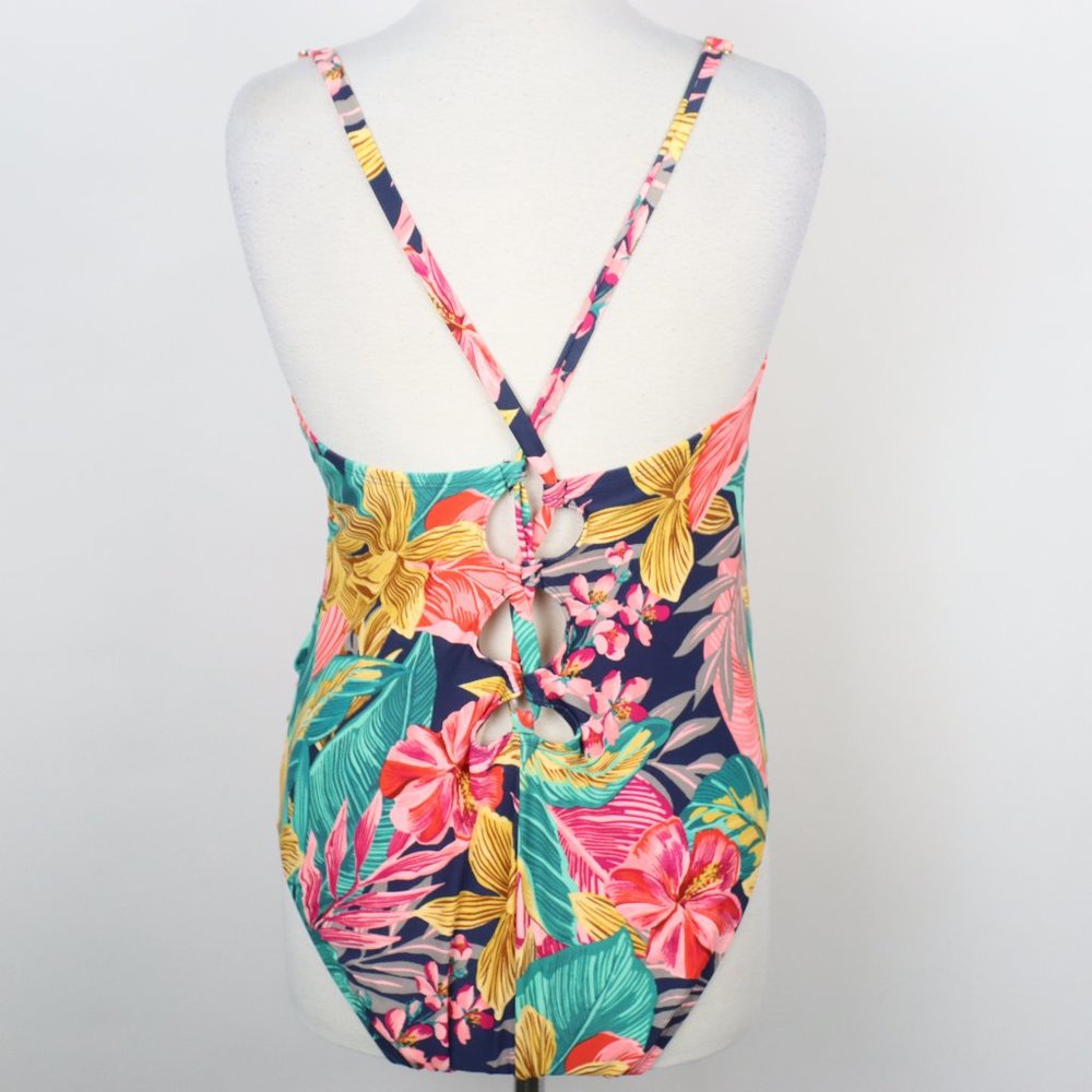 Kona Sol Womens 16W Tropical Low Back One Piece Swimsuit - Picture 2 of 5
